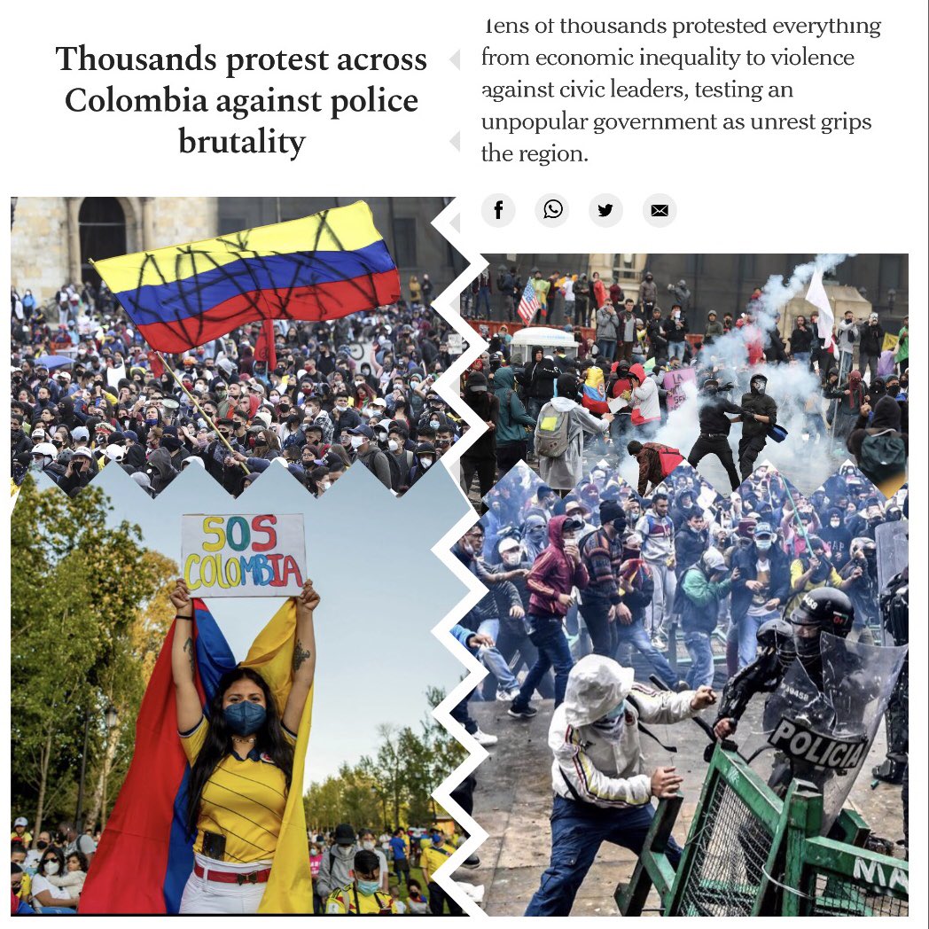 ProsperaInst_'s tweet photo. Our #SOSColombia GoFundMe Campaign is live. https://t.co/A1YULTBem4
Thousands of Colombians are on a national strike against a tax proposal, increasing inequalities and police violence. $2500US will help provide aid &amp; resources for protesters. https://t.co/UzqEuovzkM