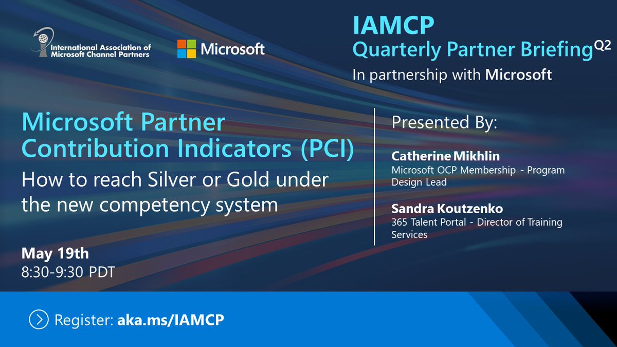 IAMCPorg's tweet photo. IAMCP members and Microsoft Partners do you want to learn how to build your Microsoft business to a Gold or Silver level? 
Register today for the IAMCP and Microsoft QPB and attend this valuable session on May 19th https://t.co/CRykFljQ6H
#IAMCP #MSPartner #MSUSPartner https://t.co/AtK7cPLGda