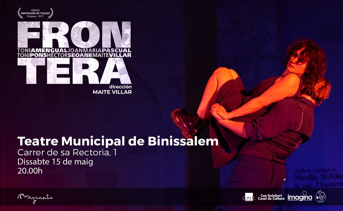📢 Tornem amb FRONTERA 📢
.
📌 Teatre Municipal de Binissalem
🌍 Mallorca 
📅 Dissabte 15 de maig 
🕣 20.00h
.
#FronteraCiaMigrants #CiaMigrants #teatrogestual #denuncia #creación #actor #actress #directora #physicaltheatre