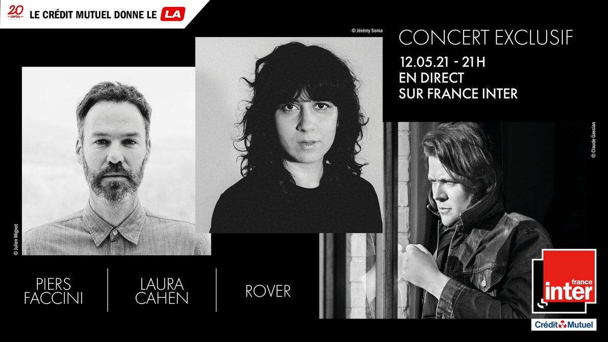 inter_presse's tweet photo. CONCERT TRIPLE AFFICHE 🎤
#FranceInterUneScenePourLesArtistes

⏩@PiersFaccini, @LauraCahen &amp; @Roverofficiel
 Ce soir à 21h sur @franceinter !
@NOFORMATrecords @PiasFrance @Cinq7
@JocelynInter @LaurenceBloch @LaurentGoumarre https://t.co/plITuOhZF4