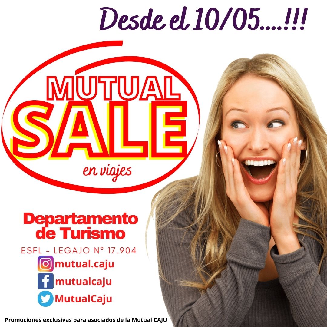 Comenzó el 🔥MUTUAL SALE🔥...!!!
Viaja con las mejores ofertas y paga con muchas cuotas. #mutualsale #turismocaju #mutualcaju #ofertas #pagaencuotas #OfertasDeViaje #HotSale #travelsale #ofertasenturismo   
turismocaju.com.ar