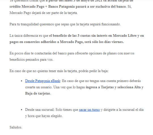 AleCarpintero's tweet photo. @ML_Ayuda Mi apodo es ALECARPINTERO el viernes 7 de mayo pagué en tres cuotas con la tarjeta del Banco Patagonia, porque tengo un mail de ustedes (que adjunto) en el que dice que los viernes NO SE COBRA INTERÉS por pagos hasta 3 cuotas. Pero me lo cobraron igual. Soluciónenlo. https://t.co/7sSZETvhfF
