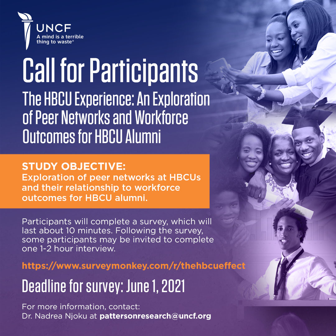 FDPRI's tweet image. Calling for Survey Participants! The HBCU Experience: An Exploration of Peer Networks and Workforce Outcomes for HBCU Alumni. #HBCUEffect #UNCF @FLMemorialUniv @HustonTillotson @JarvisChristian @JCSUniversity @thelanecollege @LeMoyne @Livingstone1879 @MilesCollege @Morehouse