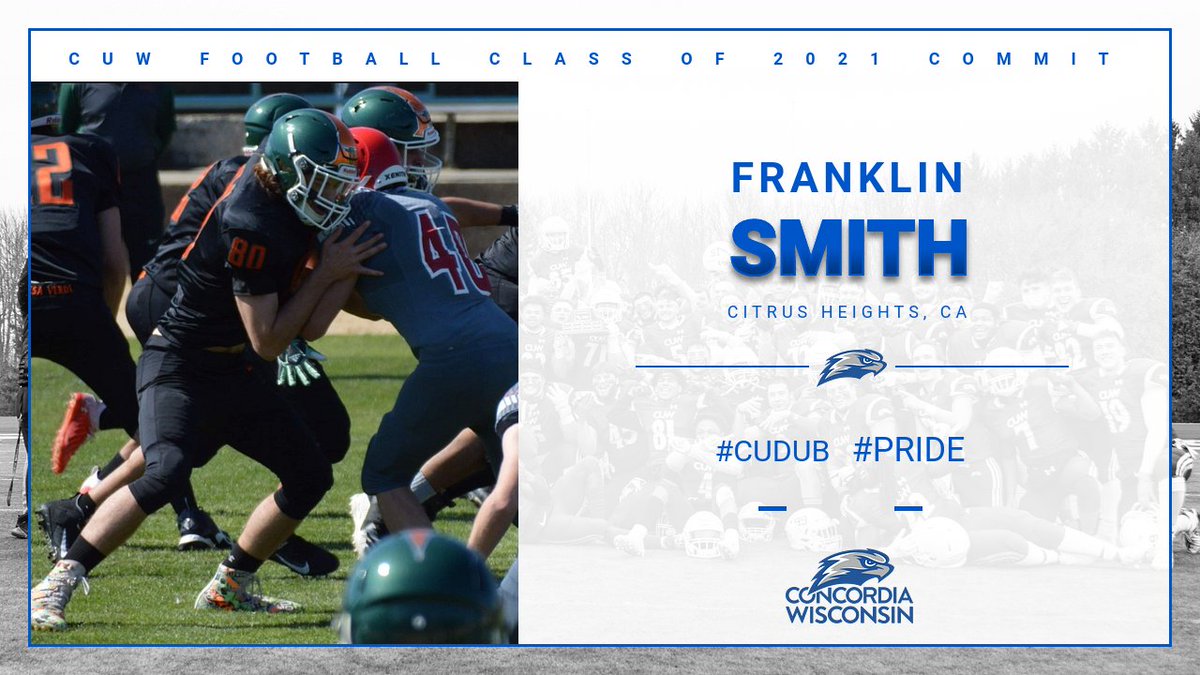 CUWFB's tweet photo. CUW Football would like to welcome Franklin Smith to the Falcon Football Family! 🔵⚪️🏈 #CUDub #PRIDE https://t.co/A7VCyJLQDN