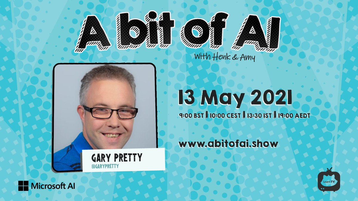 CsharpCorner's tweet image. Join @hboelman and @AmyKateNicho with guest speaker @GaryPretty on May 13, 2021 at 10:00 AM(CEST) for the next episode of @AbitofAI. 

Live streaming at csharp.live

#abitofai #csharpcornerlive #ArtificialIntelligence #live #AI #MicrosoftAI