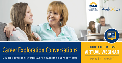sd57stac's tweet photo. Caregivers of #SD57 sts - Looking for tools to help your youth discover the career of their dreams &amp; start career conversations with them? @WorkBC.ca can help! Join the webinar:  May 18th, 7-8pm, at https://t.co/o18FlUZ3Sn
@SD57PG @SD57Indigenous @CareerEdSD57 https://t.co/BukmsrSC64
