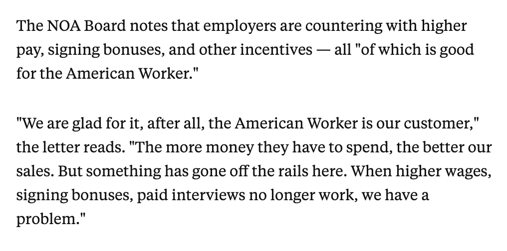 The group has an interesting look at the positives — customers have more money to spend at McDonald's — and potential drawbacks, like more expensive Big Macs  https://www.businessinsider.com/mcdonalds-franchisees-blame-labor-shortage-on-unemployment-benefits-2021-5