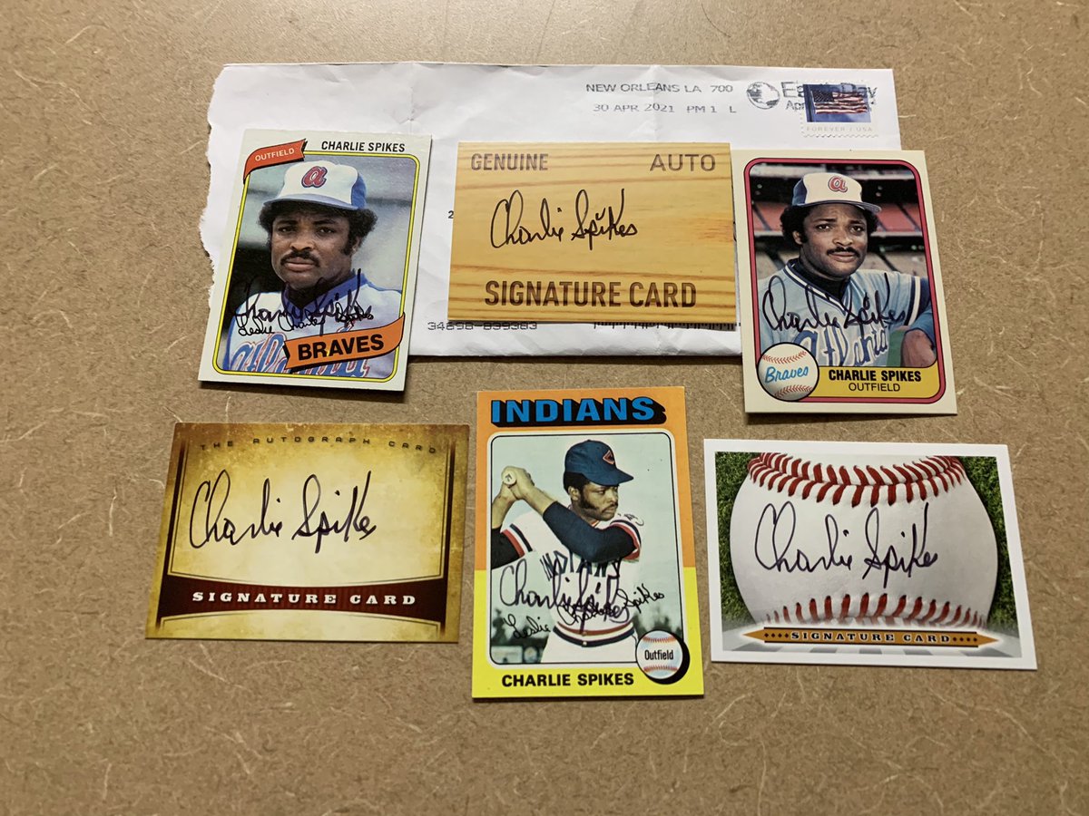memorabiliaddy's tweet photo. #CharlieSpikes @MLB @MLBNetwork #baseball #TTM #Memorabilia #Autograph #Autographs #AutographCollector #AutographCollection #GreatGuy #ThankYou #TTMSuccess #TTMAutographs #MailDay @Braves @Indians https://t.co/1KzmtslGzC