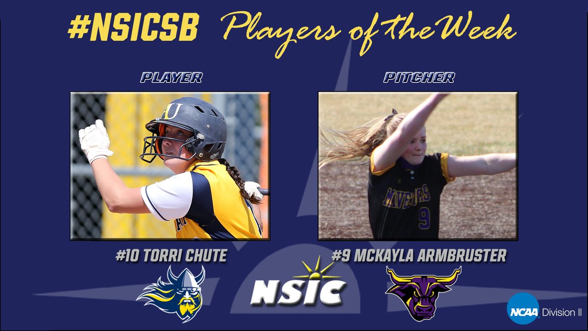 #NSICSB Release No. 12
#NSICPOW
Player: Torri Chute - Augustana
Pitcher: McKayla Armbruster - Minnesota State

Full Release at:  northernsun.org/news/2021/5/10…