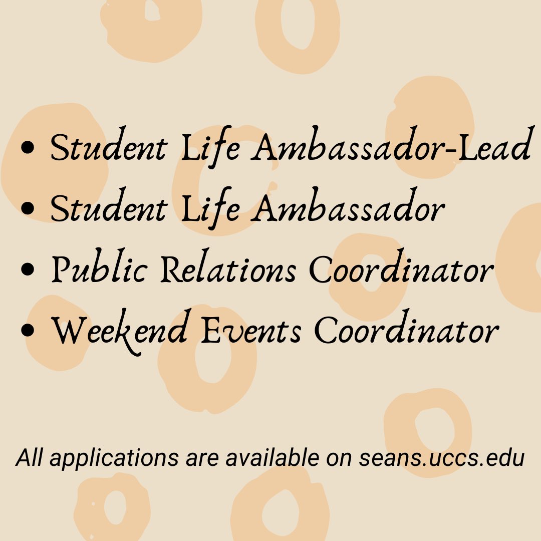 Looking for an on campus job? Student Life has 4 open positions! #uccs #uccsfuelssuccess