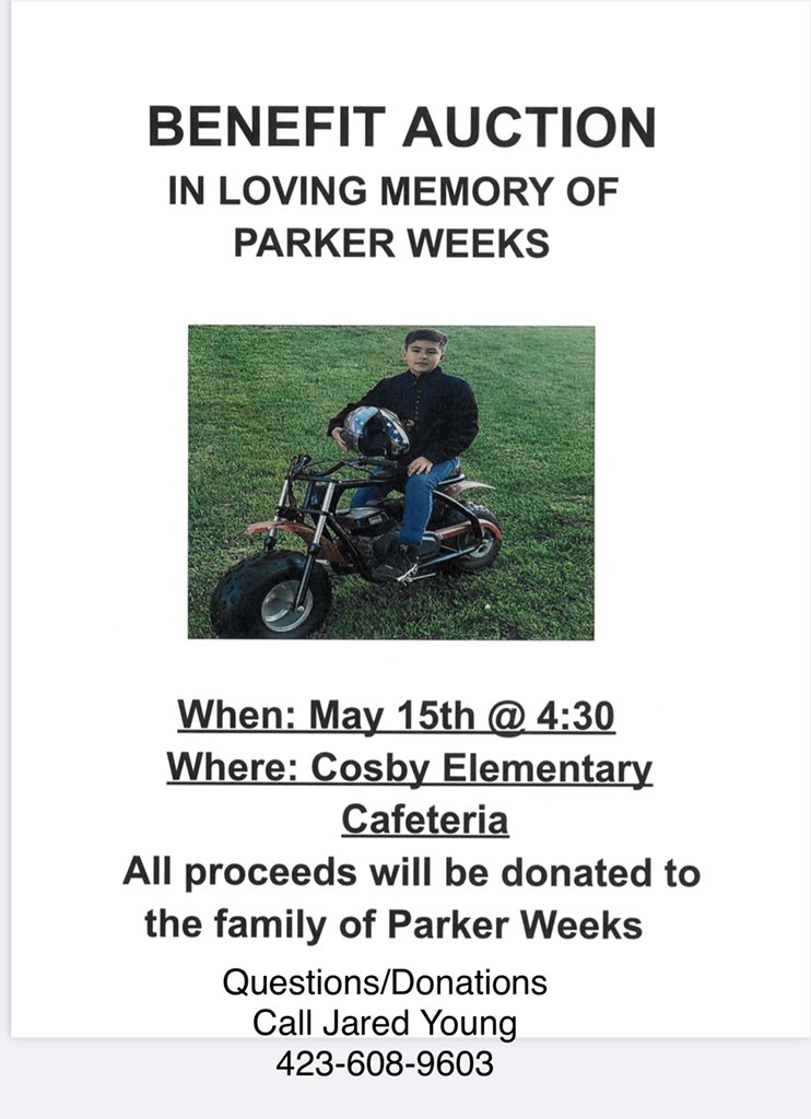 ChadHance2's tweet photo. The Cosby community is reaching out to help the Weeks family in their time of need. Pls shared an come support Saturday 4:30 @ Cosby High school. https://t.co/Hg4okGFDkB
