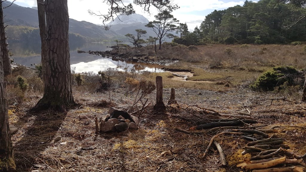 Despite the obvious burnt area, there have been two recent camp fires in the area of the wildfire from last year including this one that was in the fire break that was cut to stop the fire spreading to the rest of the island along with neat stacks of wood!