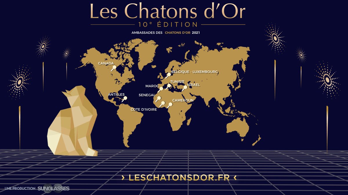 Chatonsdor's tweet photo. Pour cette édition anniversaire, les #chatonsdor ont vu grand et surtout... plus loin ! Notre #festival rayonne dans différents coin du globe grâce à nos 10 #ambassadeurs d'exception 😻
Pour en savoir plus, rendez-vous sur : https://t.co/zyW5SwRPpe https://t.co/mgDu1YXEnx