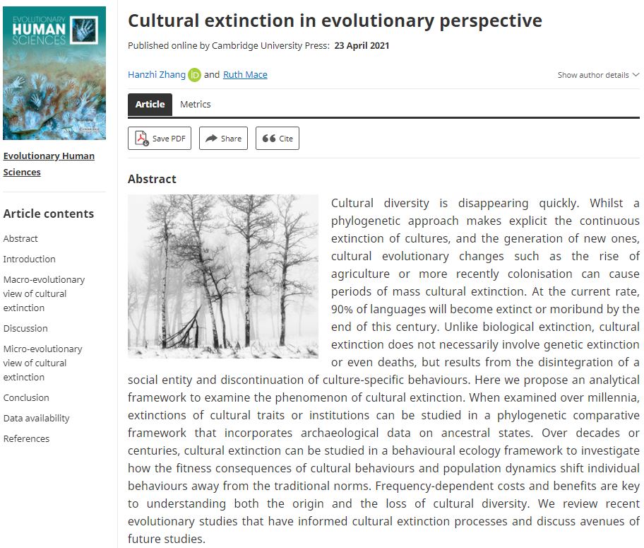 Journal_EHS's tweet photo. 'Cultural extinction in evolutionary perspective' https://t.co/vKfeId9wQX
by @may_hanzhi and @tavitonst
#Cultural #extinction
#phylogenetic #comparative #method
#cultural #diversity
#frequencydependent #selection
#human #behavioural #ecology https://t.co/IdvZogPgI1