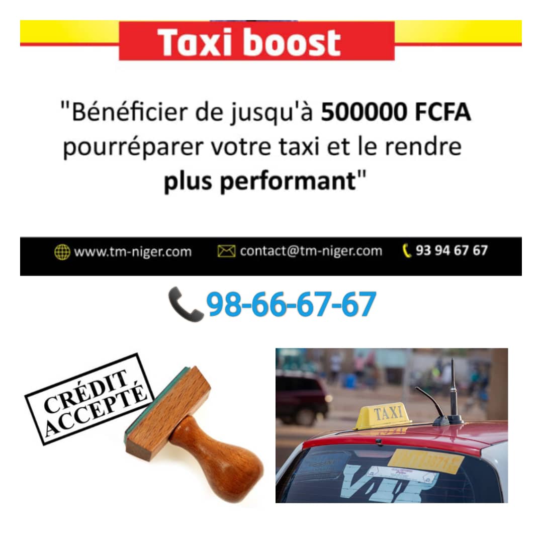 _*"🧑🏾‍🔧Réparations à Crédit🚕"*_

Connaissez-vous un propriétaire de Taxi qui souffre parceque son taxi est toujours en panne ?

Nous pouvons vous aider à réparer votre taxi à crédit et sans intérêt.
Contactez nous au 98-66-67-67 pour plus d'informations via WhatsApp au 93-94-67-67