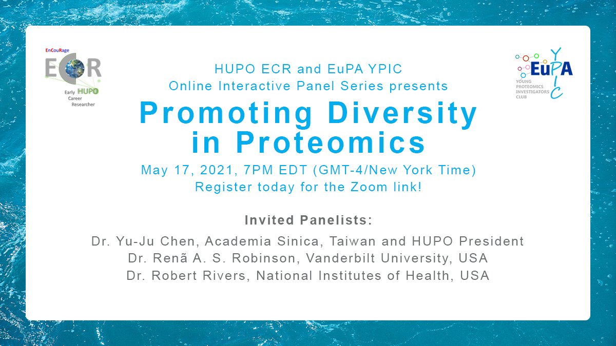 Human Proteome (@hupo_org) on Twitter photo The #HUPOECR and <a href="/EU_YPIC/">Young Proteomics Investigators Club</a> are bringing you a new online interactive panel series! The inaugural panel (May 17, 7PM EDT) will be discussing the effective promotion of diversity in proteomics and features a rock-star roster of panelists ⭐️ Register today! ow.ly/Pmen50EIvIK The #HUPOECR and <a href="/EU_YPIC/">Young Proteomics Investigators Club</a> are bringing you a new online interactive panel series! The inaugural panel (May 17, 7PM EDT) will be discussing the effective promotion of diversity in proteomics and features a rock-star roster of panelists ⭐️ Register today! ow.ly/Pmen50EIvIK
