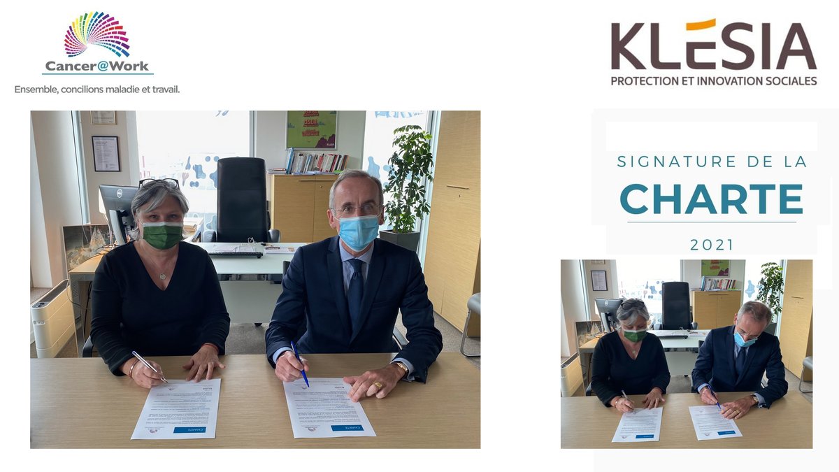 Klesia's tweet photo. 📢 @Klesia poursuit son engagement pour l'#inclusion des personnes malades en entreprise &amp; signe la Charte @CanceratWork ! 

🎯 L'objectif ? Rendre + visible la problématique des maladies graves au travail auprès de nos salariés &amp; partenaires 

➡️ https://t.co/rfgxRfAHk6 https://t.co/hgi3isln4V