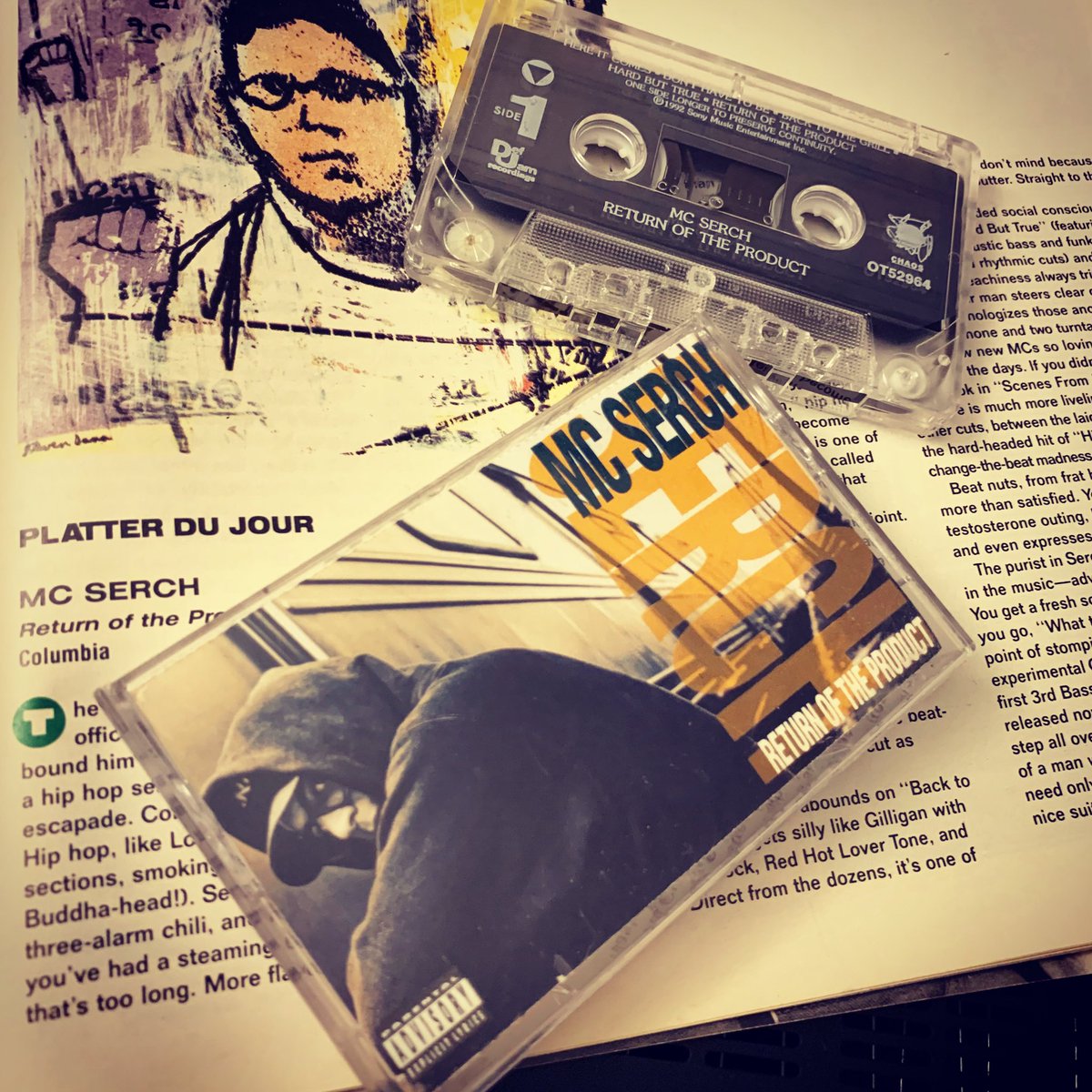 hiphopgods's tweet photo. @MCSerch - Return Of The Product
#hereitcomes #donthavetobe #backtothegrill #hardbuttrue #returnoftheproduct #dazeinaweak #canyoudigit #socialnarcotics #hitsthehead #scenesfromthemind #hereitcomesagain #defjam #chaos #columbia #classic #hiphop #cassette #spin #magazine #review https://t.co/DGv3T8rUTk
