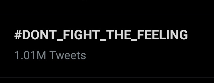 exolsilver_'s tweet photo. هاشتاغ DON'T FIGHT THE FEELING اصبح اسرع هاشتاغ من بين فناني شركة SM تصل الى المـليون تغريدة لعام 2021 خلال 50 دقيقة فقط.
@weareoneEXO 
İrem https://t.co/V1gV0sotOz