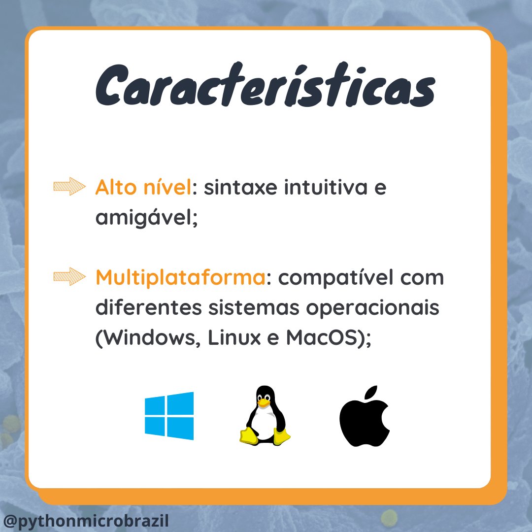 pythonmicrobra1's tweet image. Olá, pessoal! Seguem algumas informações sobre conceitos e aplicações da linguagem Python 💻 Lembrando que este será um workshop introdutório para pesquisadores da área de Microbiologia 🔬
#pythonworkshop #programming #microbiology