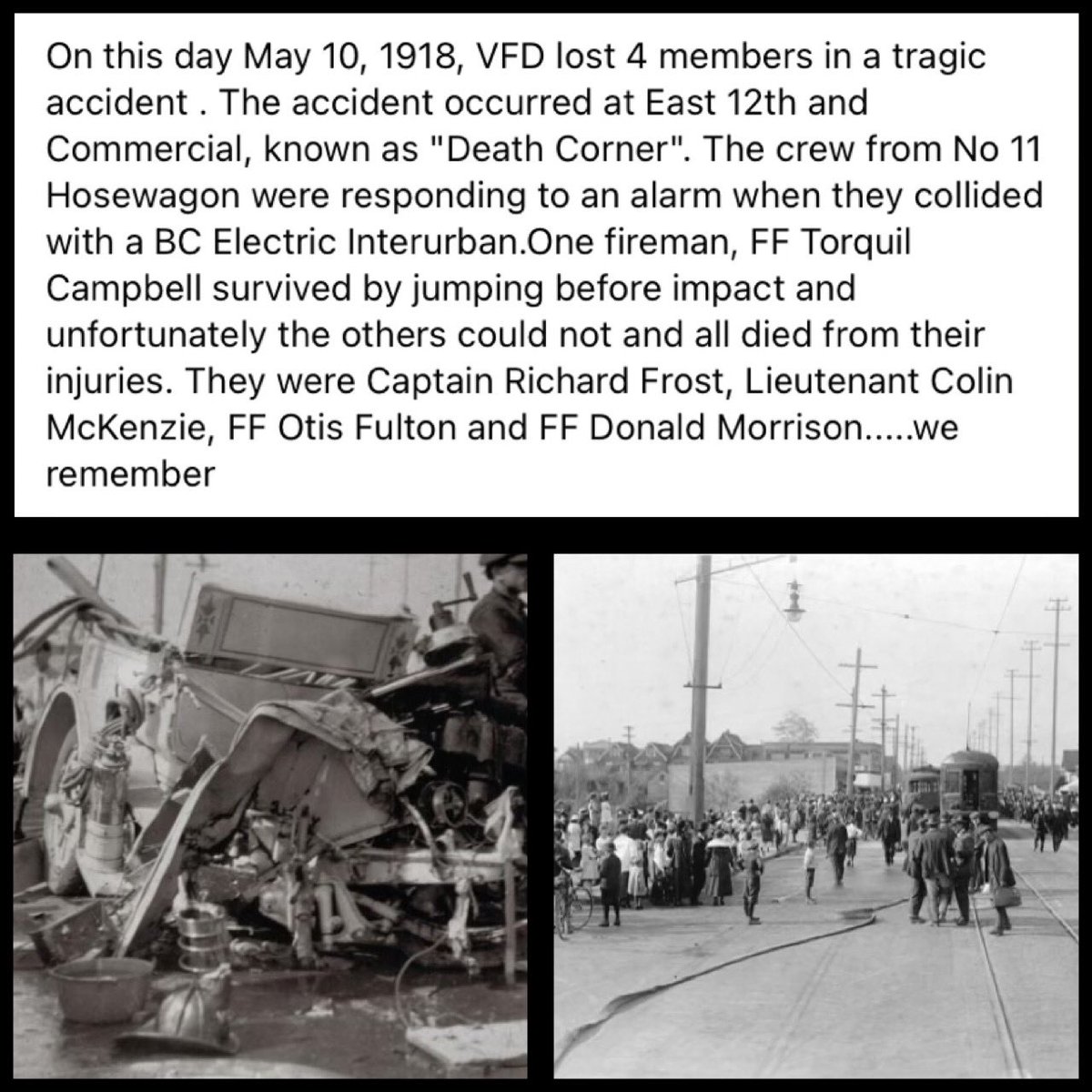 GennaMcMillan's tweet photo. Everyday @NeilMcMillan162 &amp; I reflect on &amp; hope to bring awareness to FF LODD’s by dedicating our workouts to FF’s who have paid the ultimate sacrifice. Today we honour Brothers Capt Frost, Lt McKenzie, FF Fulton &amp; FF Morrison (May 10 1918) #notforgotten #honourthem #ffpride https://t.co/xhROJFii10