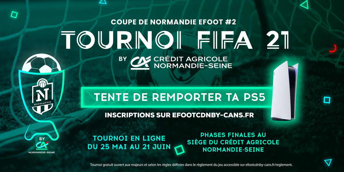 <a href="/CANSeine/">Crédit Agricole Normandie-Seine</a> et la <a href="/LFNofficiel/">Ligue F⭐⭐t Normandie 🤙</a>   s’associent et lancent la Coupe de Normandie Efoot by Crédit Agricole Normandie-Seine. 2048 joueurs sont attendus pour cette édition. Inscription et règlement ici : efootcdnby-cans.fr/fr