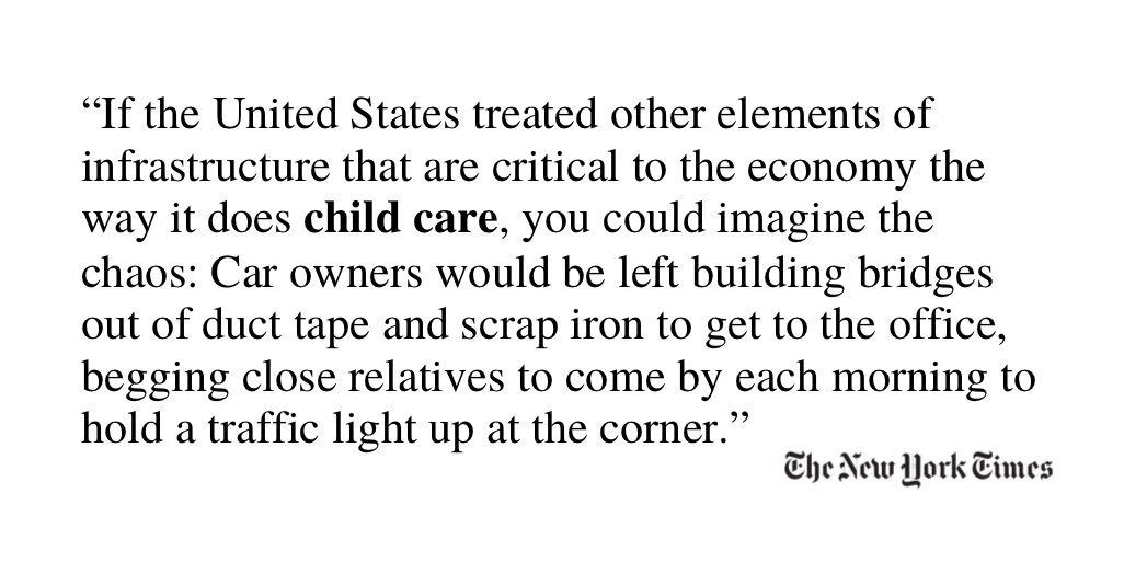 America’s economic recovery and long-term economic success will depend on whether we we build a #childcare system that meets the needs of families who rely on it. nytimes.com/2021/05/09/bus…