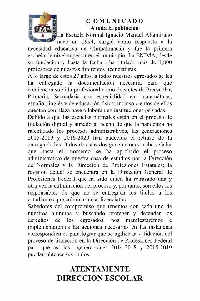 Escuela Normal Ignacio Manuel Altamirano ENIMA tweet media