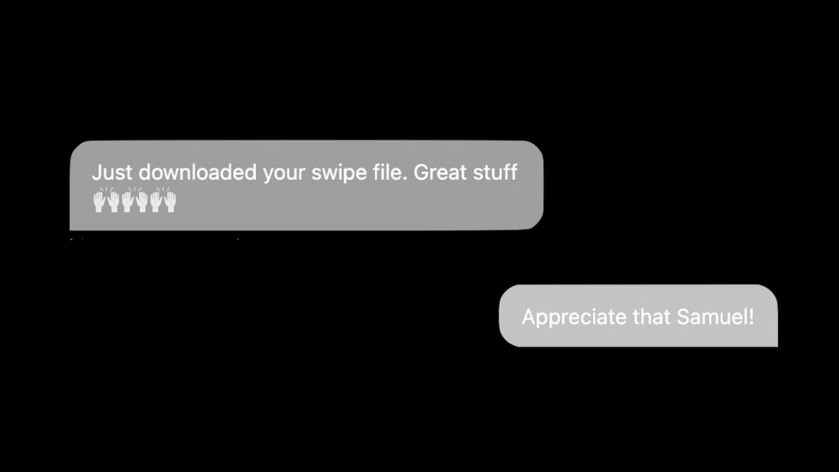 Building trustYou are giving access to HOW you think about Twitter content.This "behind-the-scenes" will help build trust with your audience.So many messages saying "thanks for creating the swipe file"