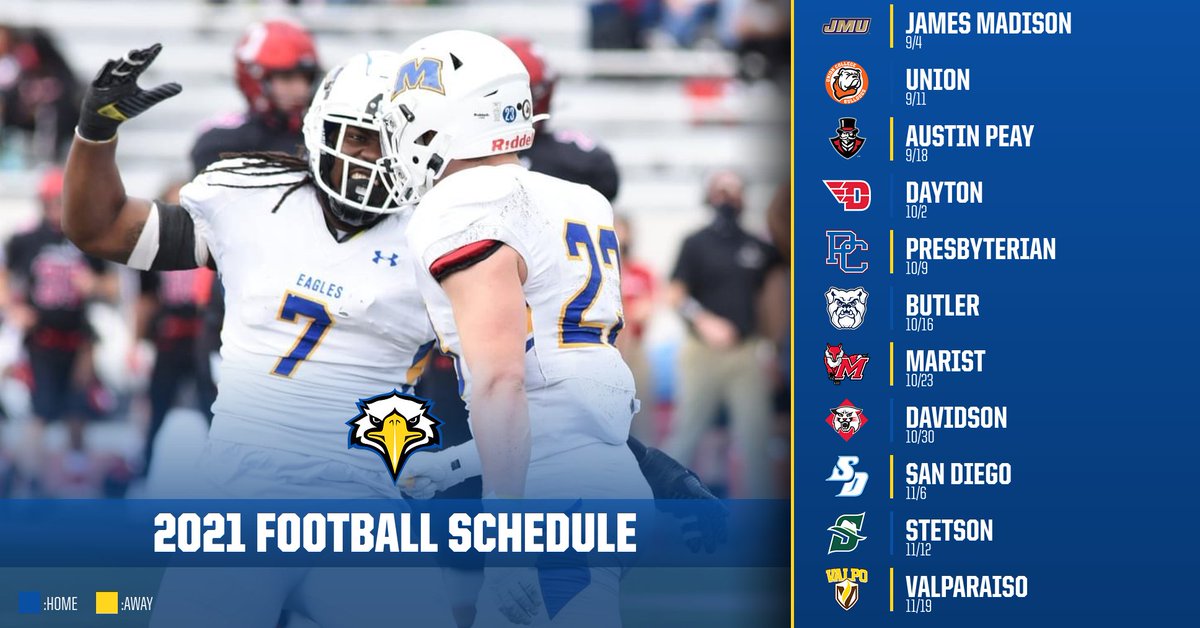 Morehead State Athletics (@msueagles) on Twitter photo After a shortened spring season, <a href="/MSUEaglesFB/">Morehead State Football</a> is excited for a full 1⃣1⃣-game slate this Fall.
The 2021 Fall schedule is out and features 5⃣ home games, including Homecoming on Oct. 16.
📰 ➡️ bit.ly/3he78Ir
#EaglesAlwaysSoar After a shortened spring season, <a href="/MSUEaglesFB/">Morehead State Football</a> is excited for a full 1⃣1⃣-game slate this Fall.
The 2021 Fall schedule is out and features 5⃣ home games, including Homecoming on Oct. 16.
📰 ➡️ bit.ly/3he78Ir
#EaglesAlwaysSoar