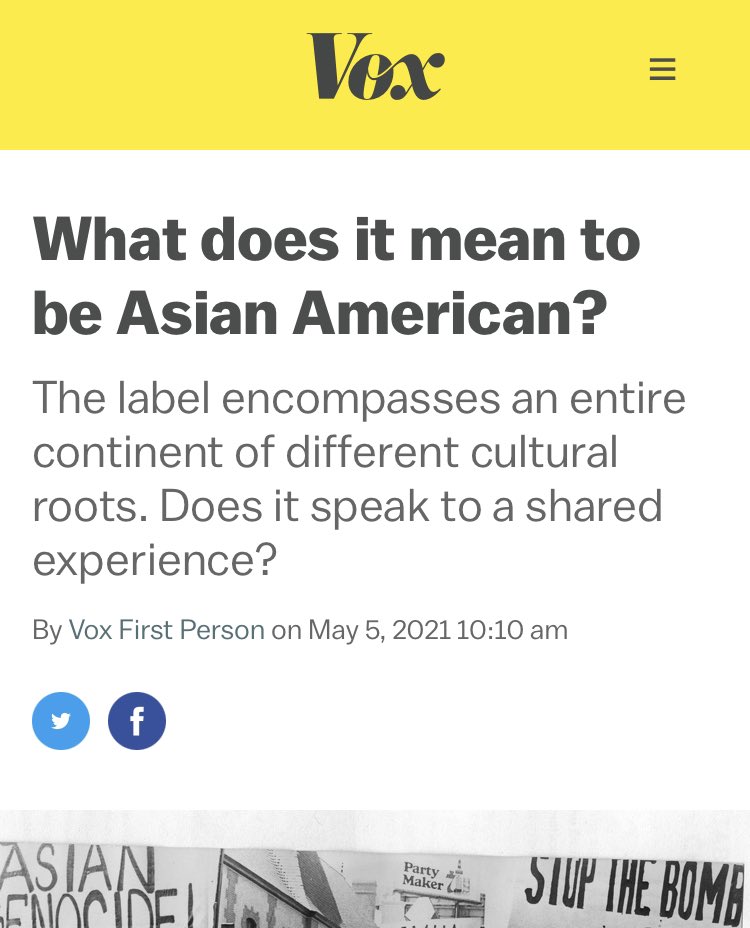 Say it with me now: Asian American is a POLITICAL identity, not an inherently cultural one. 

Asian American is a choice to find and fight for shared political goals across disparate experiences and ethnic identities.