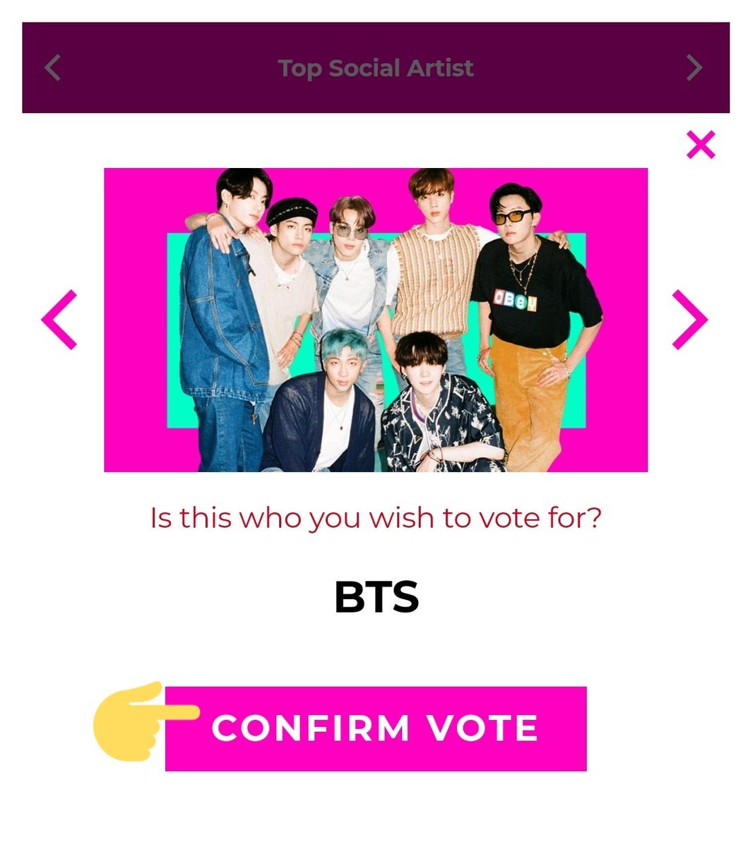 1. Buka link  http://billboard.com/bbmasvote 2. Klik Login (pic 1)3. Pilih login dengan FB / Twitter *Pastikan klik I ACCEPT (pic 2)4. Jika sudah berhasil login klik 'VOTE' (pic 3)5. Klik 'CONFIRM VOTE' (pic 4)++