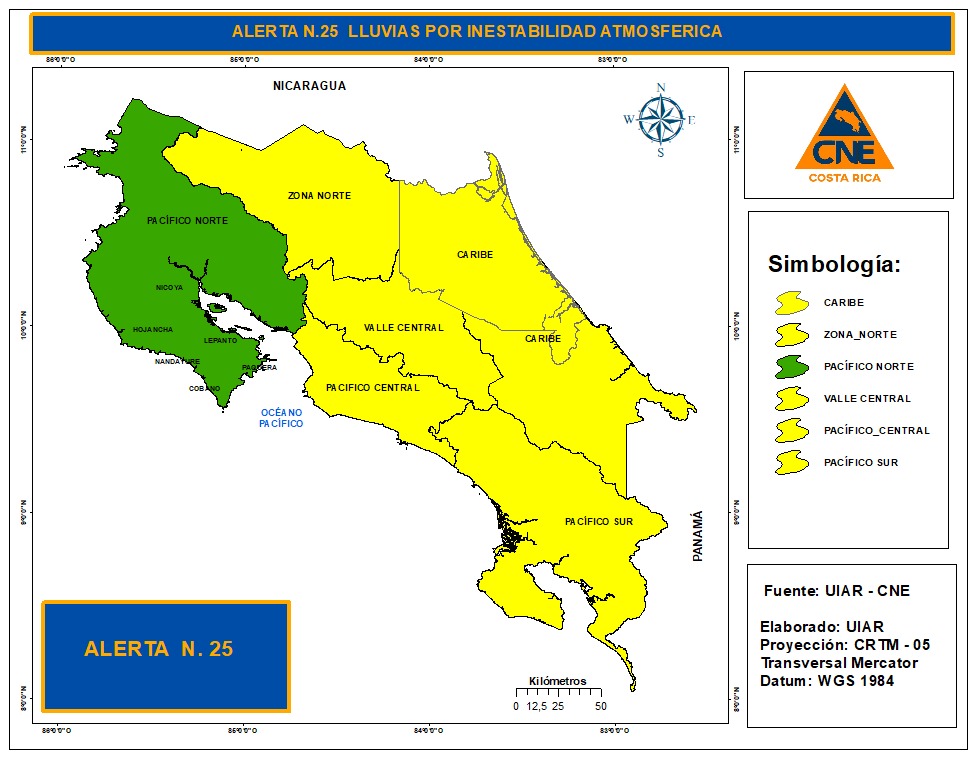 Producto de las condiciones atmosféricas inestables que se presentarán en el país durante esta semana, la CNE ha hecho una modificación, indicada en el mapa adjunto, de las Alertas por lluvias
La CNE le recuerda a la población mantenerse vigilante e informada por medios oficiales