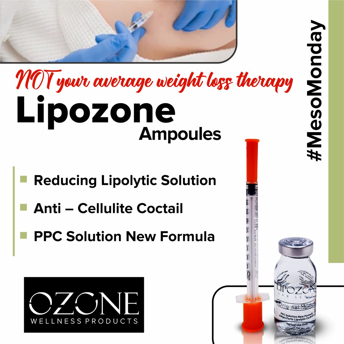 OzoneWellness1's tweet photo. #MesoMonday

Get all #Lipozone #Lipolysis Ampoules directly from us - ask for your Resellers Pricelist (see below)

Call Mari��tte on 082 502 1774 for more info https://t.co/BxZoSIPrqf
