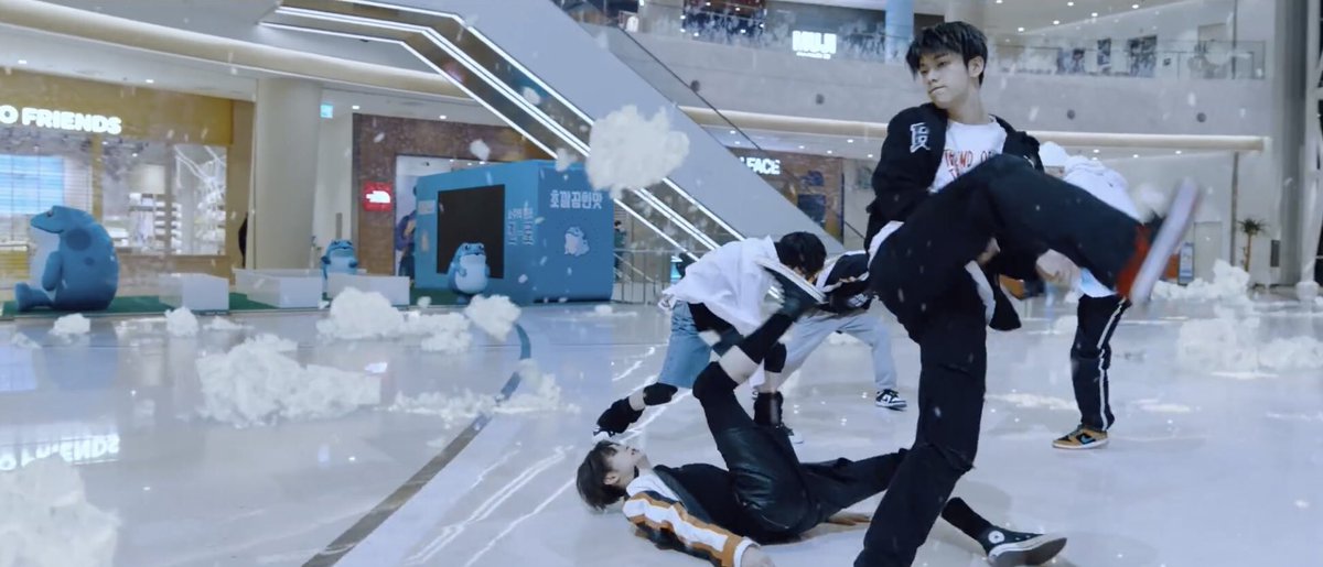 then we see the members helping him get back and protecting him from the “ice attacks”