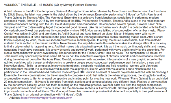 ICYMI! ‘An impressive first statement’ - check out this lovely review of our upcoming album 48 Hours from Vital Weekly 🙌 vitalweekly.net/1283.html

48 Hours is available to pre-order now from our label @MovingFurniture ahead of its release on 28 May... contemporaryseries.bandcamp.com/album/48-hours