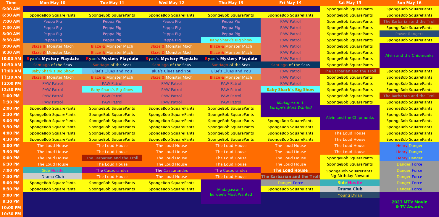Nickelodeon Schedule Archive on Twitter "A comparison schedule of