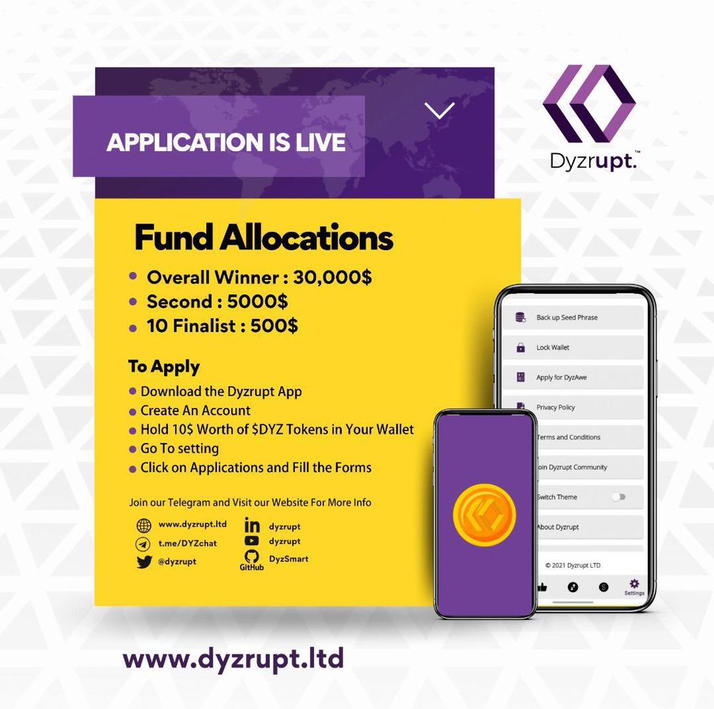 Download the @dyzrupt app and apply #DyzAwe