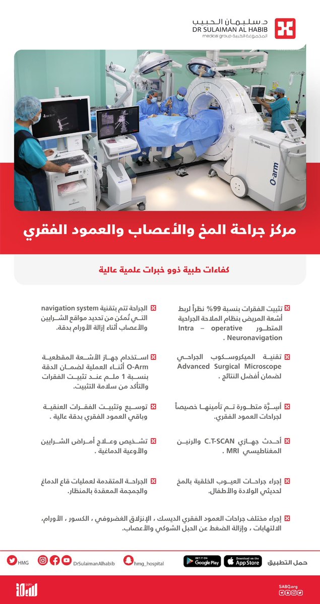 مركز جراحة المخ والأعصاب والعمود الفقري في مستشفى د. سليمان الحبيب.