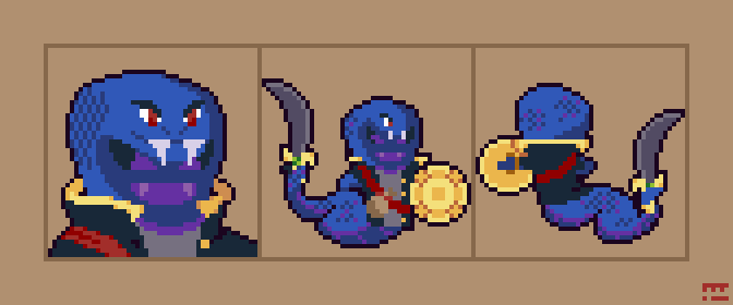 TheTrueIgni's tweet photo. I wouldn't miss out on a collab with everyone @Pixel_Dailies! I turned this in much earlier and just never got to posting it. I rolled a character making a Team Chaos lamia with fine clothing and a sword! (4,2,1) #pdtactics #pixelart https://t.co/8M6ENR2UYf