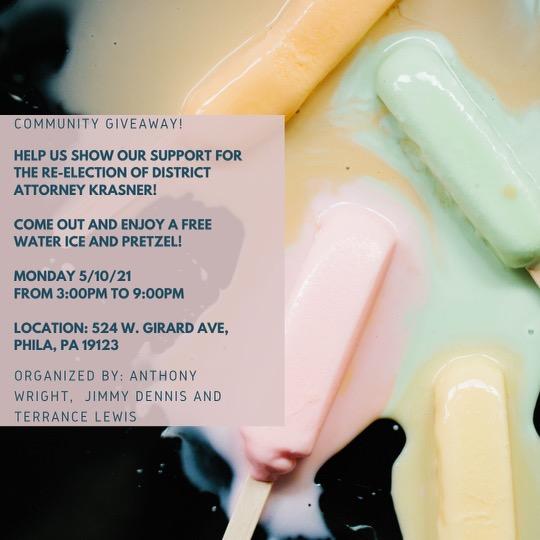 theliberationf's tweet photo. Come out today to 5th and Girard at 3pm and grab some free snacks for a rally in support of @Krasner4DA! Hosted by Philly exonerees @_TerranceMLewis, Anthony Wright and Jimmy Dennis, see you there!
Remember to #Vote Larry Krasner for Philly DA on May 18! #Krasner4DA https://t.co/f99PsRwBMn