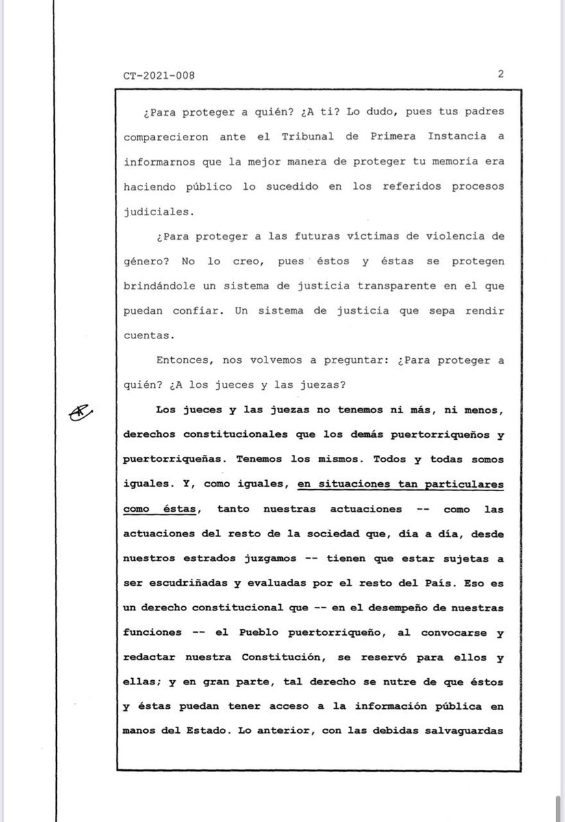 yalvarezjaimes's tweet photo. "Andrea, hoy te volvimos a fallar. Y, al fallarte a ti, le fallamos al País", dice el juez asociado Ángel Colón ante la negativa del Supremo a la solicitud para reconsiderar el acceso a las vistas judiciales de Andrea Ruiz. Cuestiona además si se quiere proteger a la judicatura. https://t.co/jjRtRPJ47c