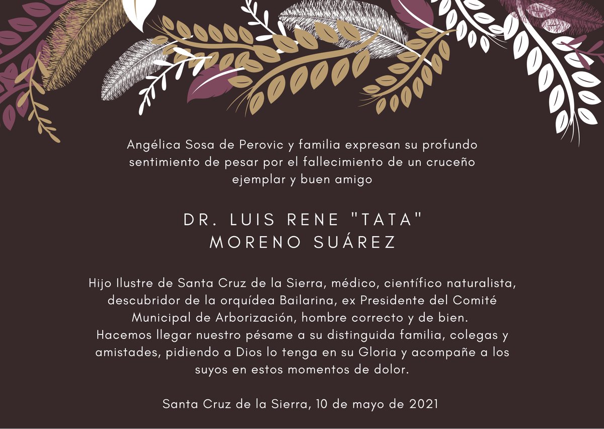 Muy triste por la partida de un señor con todas las letras, Dr. Luis René Moreno Suarez.
Q.E.P.D.