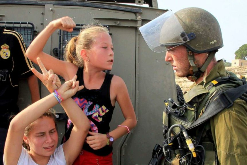 Zarkawaa's tweet photo. @Malala These Palestinian girls have shown more spine than our Nobel peace prize winner. https://t.co/KUKMxPsUUF