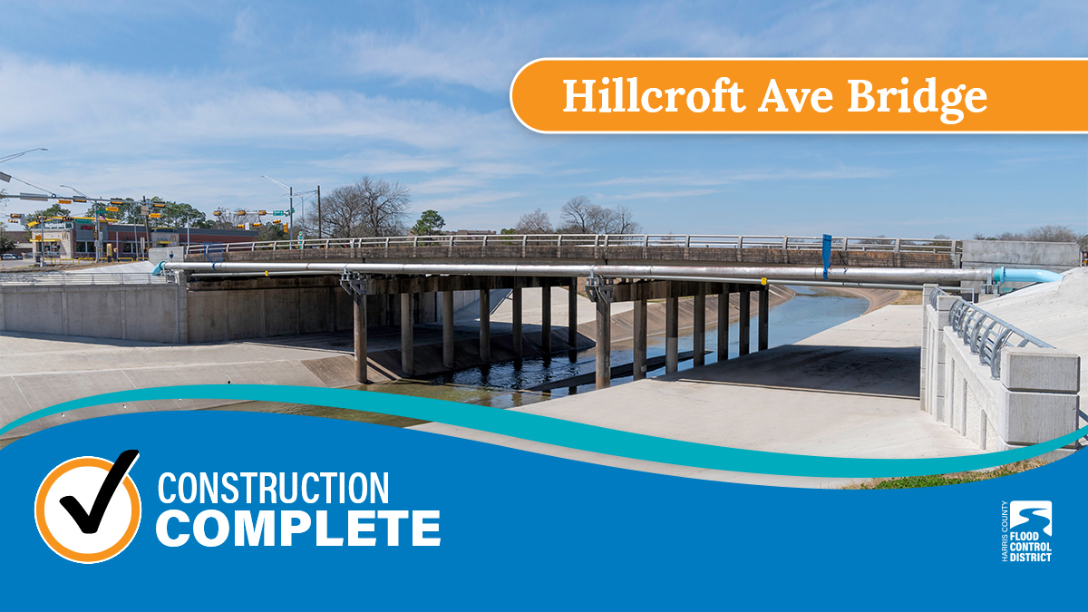 hcfcd's tweet photo. The Hillcroft Bridge was completed in Winter 2020/2021. The modified bridge is higher and longer to allow a larger volume of water to flow more freely under the bridge. 

Learn more at https://t.co/T0zL2FGbX8 #HarrisCounty #Precinct3 https://t.co/YpcL0LUivF