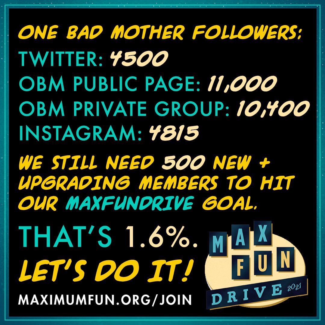 Happy Day 8 of #MaxFunDrive We have 5 days left to reach our goal and 500 new/upgrading members to do it. This depends on you. Will you step up to make it happen? <a href="/MaxFunHQ/">Maximum Fun HQ</a> maximumfun.org/join