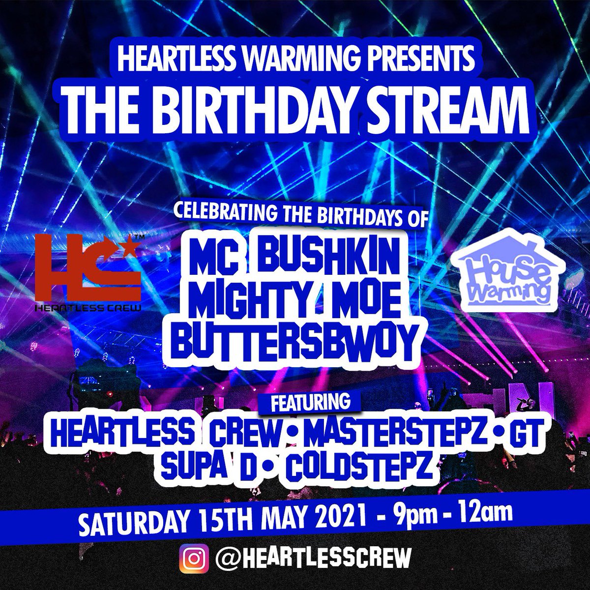 Warming up for the Big Birthday Bash in July with a tidy live stream this Saturday night! #vibesagorun #heartlesscrew #housewarming #heartlesswarming 💯❤️💙🎶
