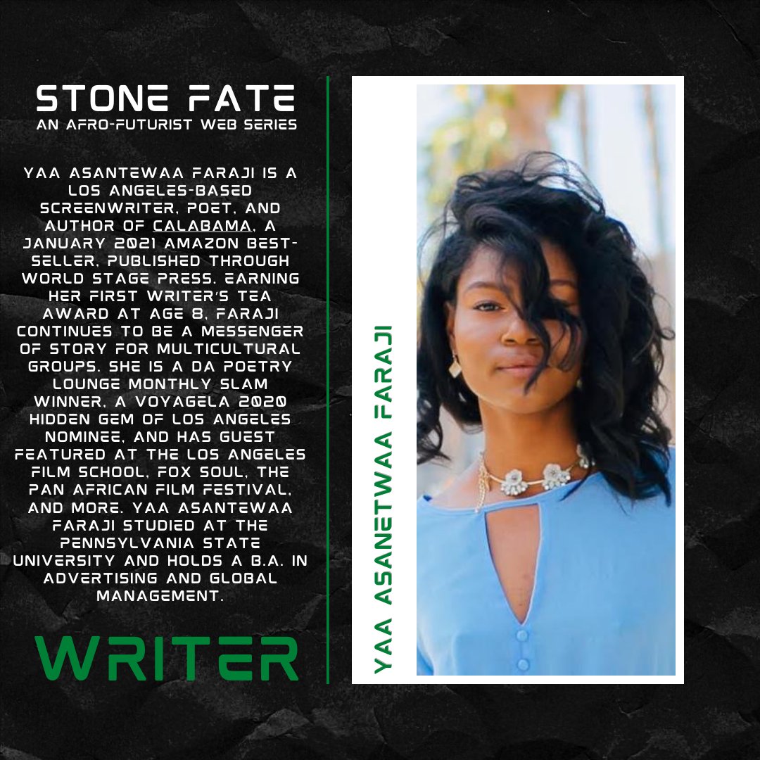 stone_fate's tweet photo. Meet the team behind @stone_fate! Yea Asantewaa is one of our writers.
#afrofuture #afrofuturism #afrofuturistic #afrofuturist #film #filmmaking #filmmaker  #blackfilmmakers #blackfilmmaker #blackwriters #blackwritersmatter  #stonefate #web #series #webseries https://t.co/XA4zkISspL