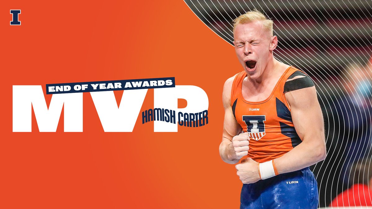 𝐌𝐕𝐏

<a href="/HamishCarter1/">Hamish Carter</a> was named our #Illini MVP for the 2021 season! Carter claimed five event titles this season and etched his name into the record books with an 83.550 AA score vs. Michigan and Nebraska, the highest score in program history under current scoring rules!🔶🔷