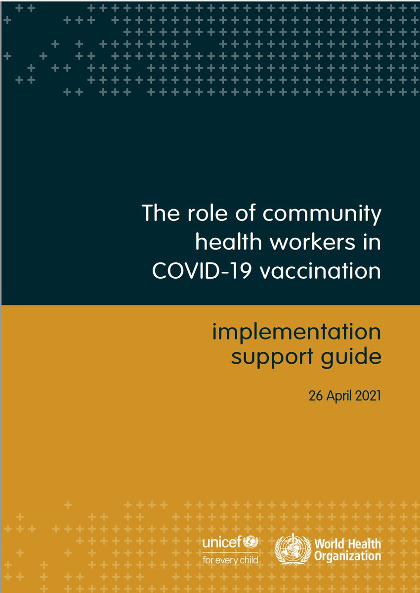 Re-sharing this guide on the roles, needs, and opportunities for #CHWs in #COVID19Vaccination plans, developed with input from so many impactful organizations and our own medical director <a href="/victoriacward/">Victoria Ward, MD</a>
➡️apps.who.int/iris/bitstream…